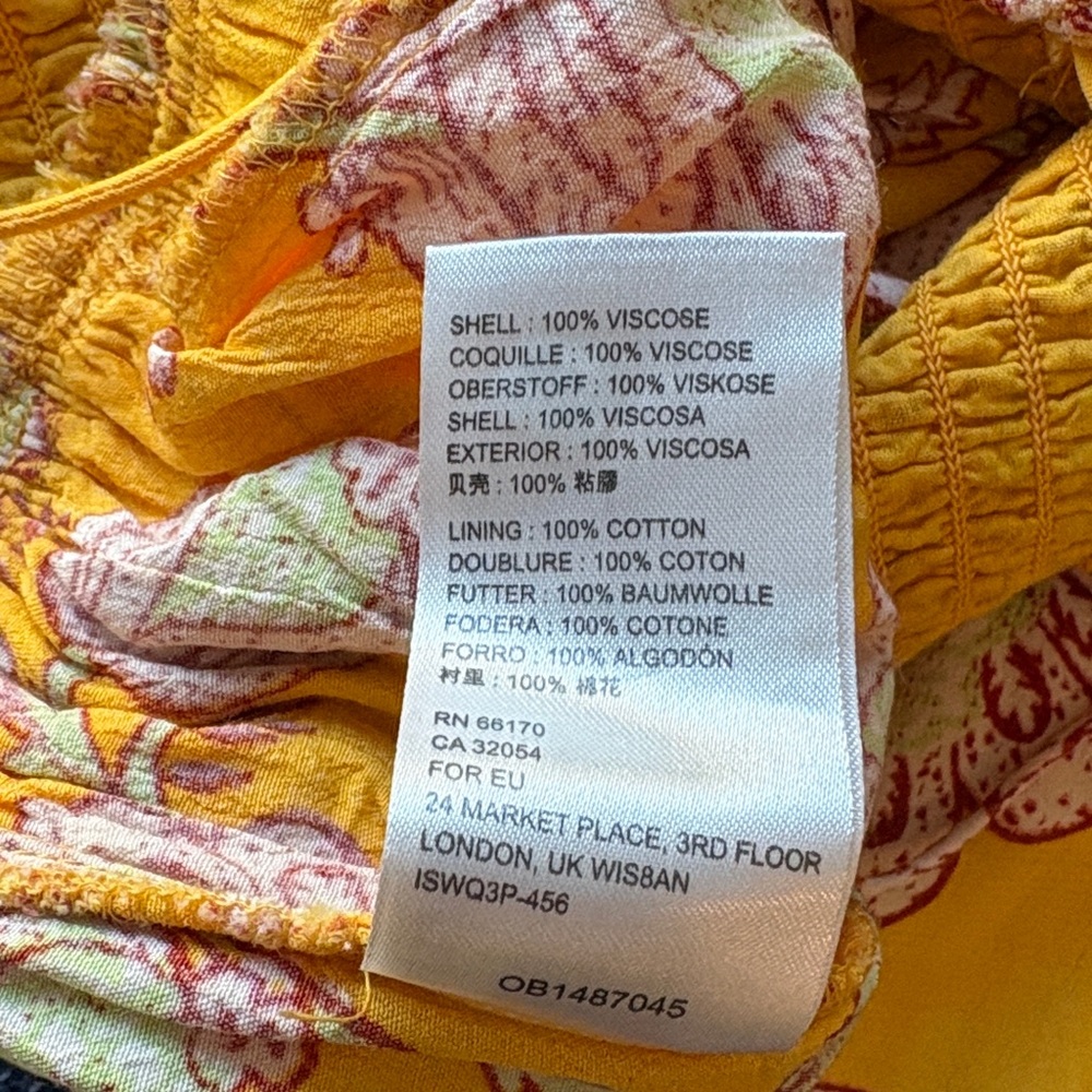 Free People:  Flowy Floral Smocked Jumpsuit, Size XS, Golden Yellow - Picture 11 of 11